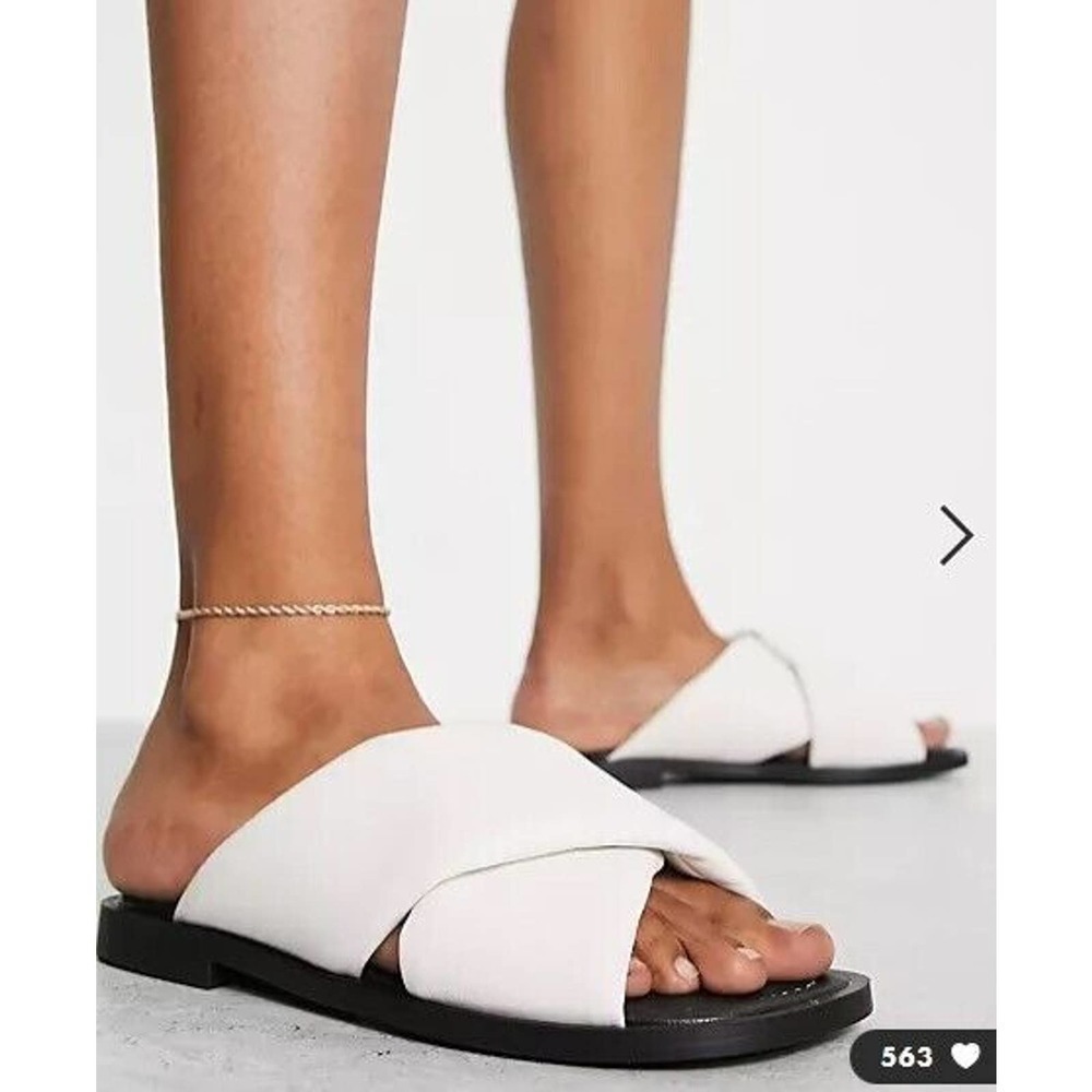 River Island WOMEN'S Leather cross strap sandal in white size 8 - Picture 4 of 9